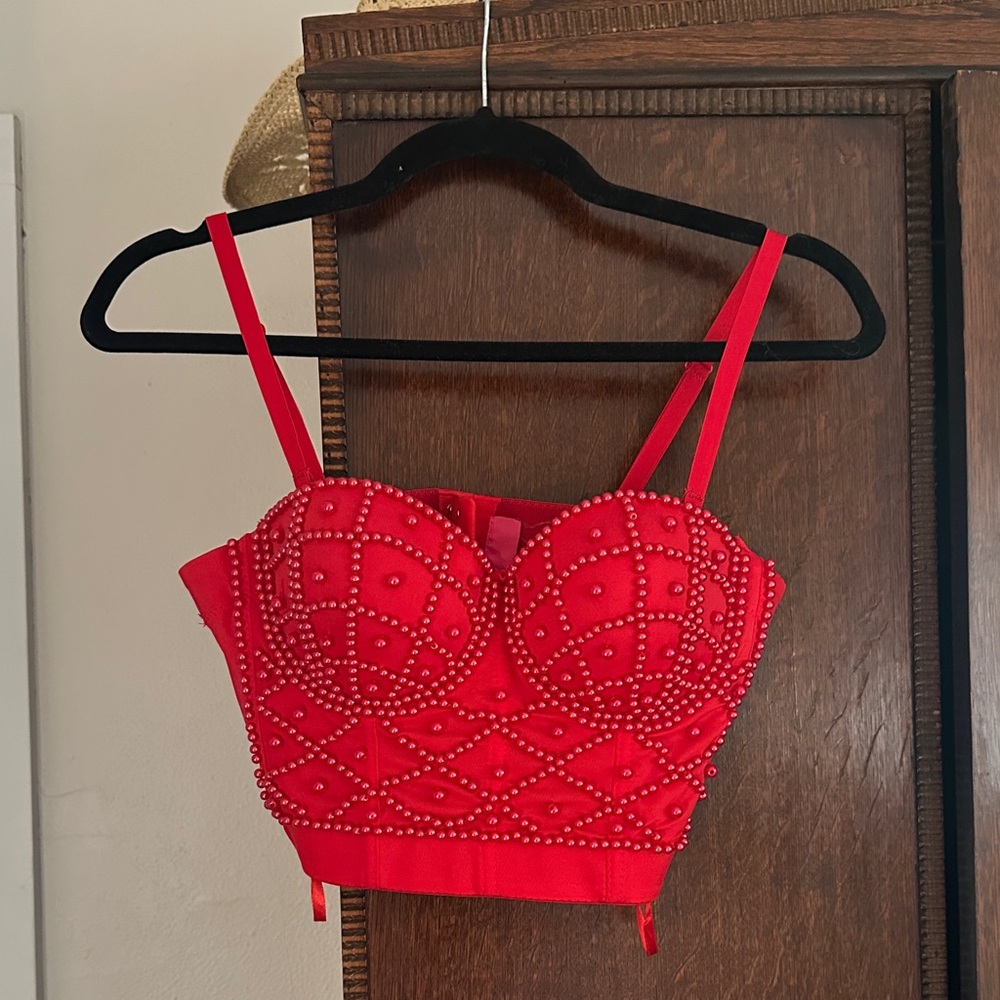 Red Beaded Women's Top